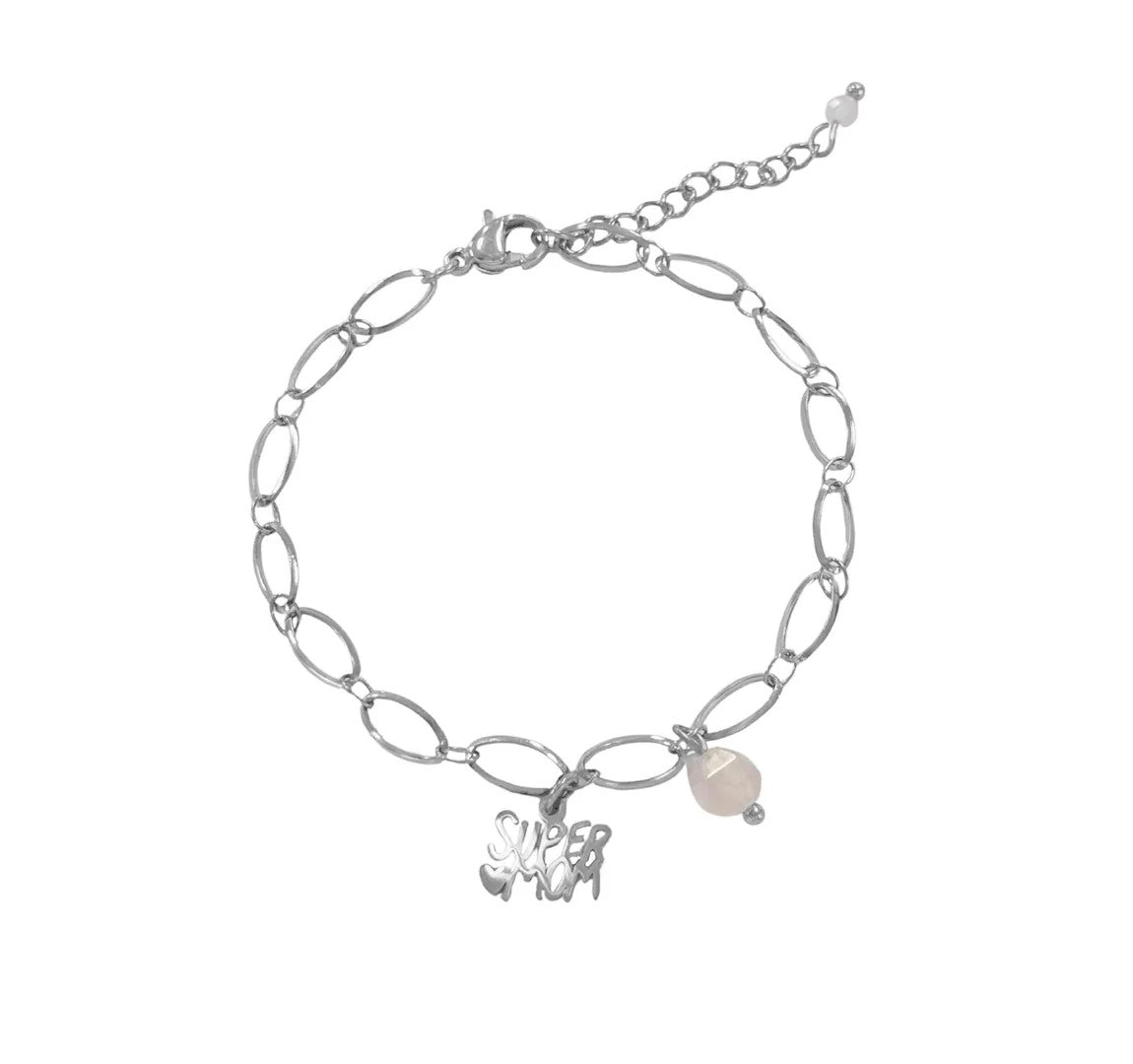 Armband Super Mom - Edelstahl silber