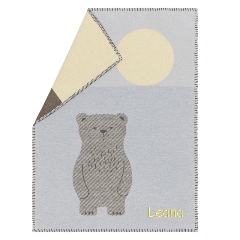 Couverture bébé ours bleu pastel