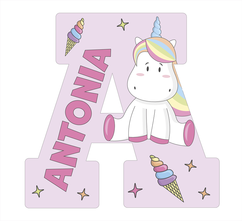 Lettres de licorne rose
