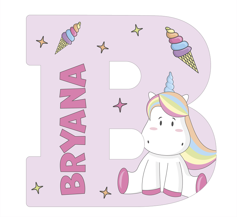 Lettres de licorne rose