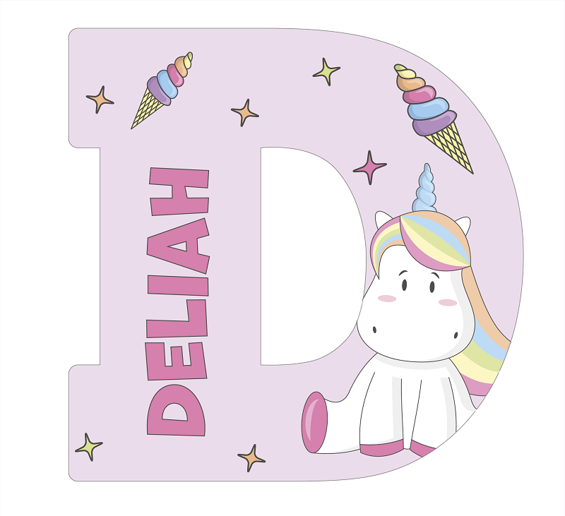 Lettres de licorne rose