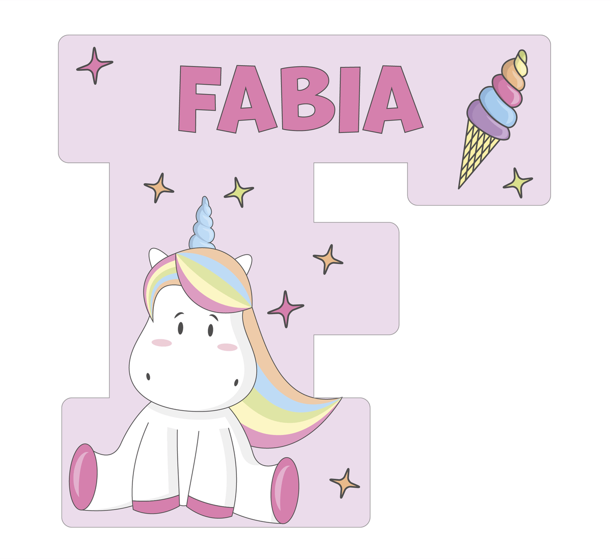 Lettres de licorne rose