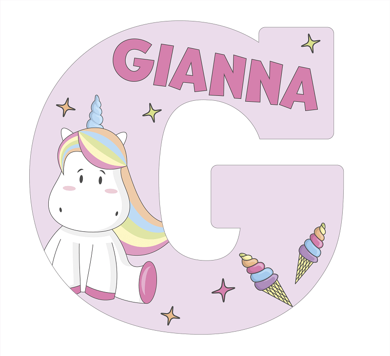 Lettres de licorne rose