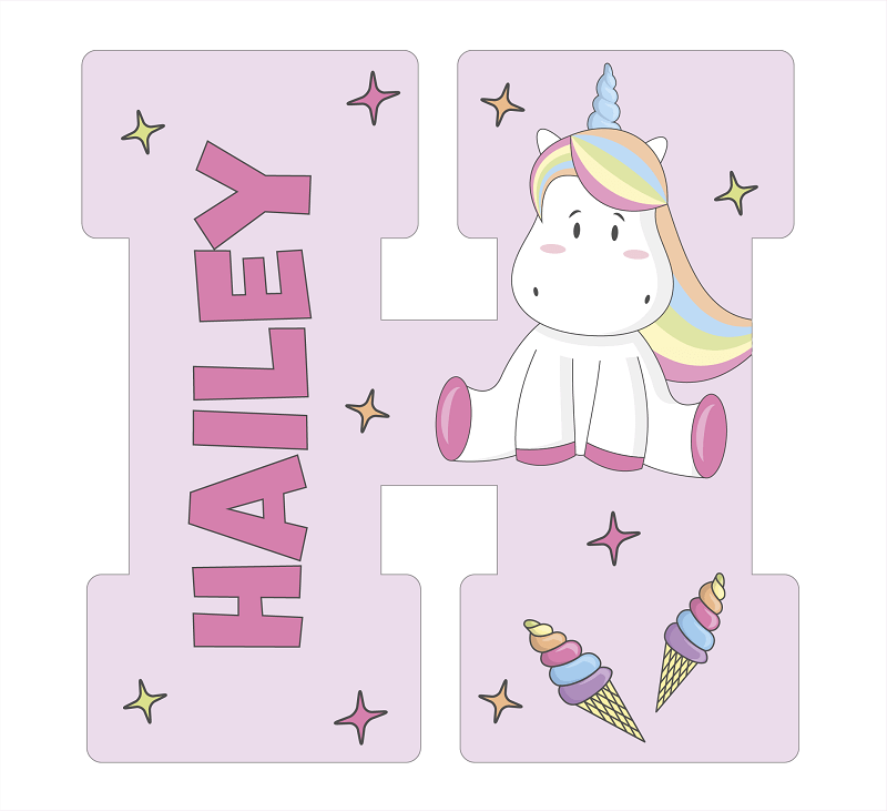 Lettres de licorne rose