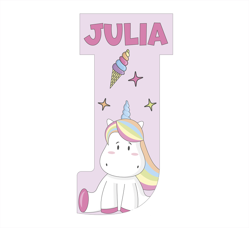 Lettres de licorne rose