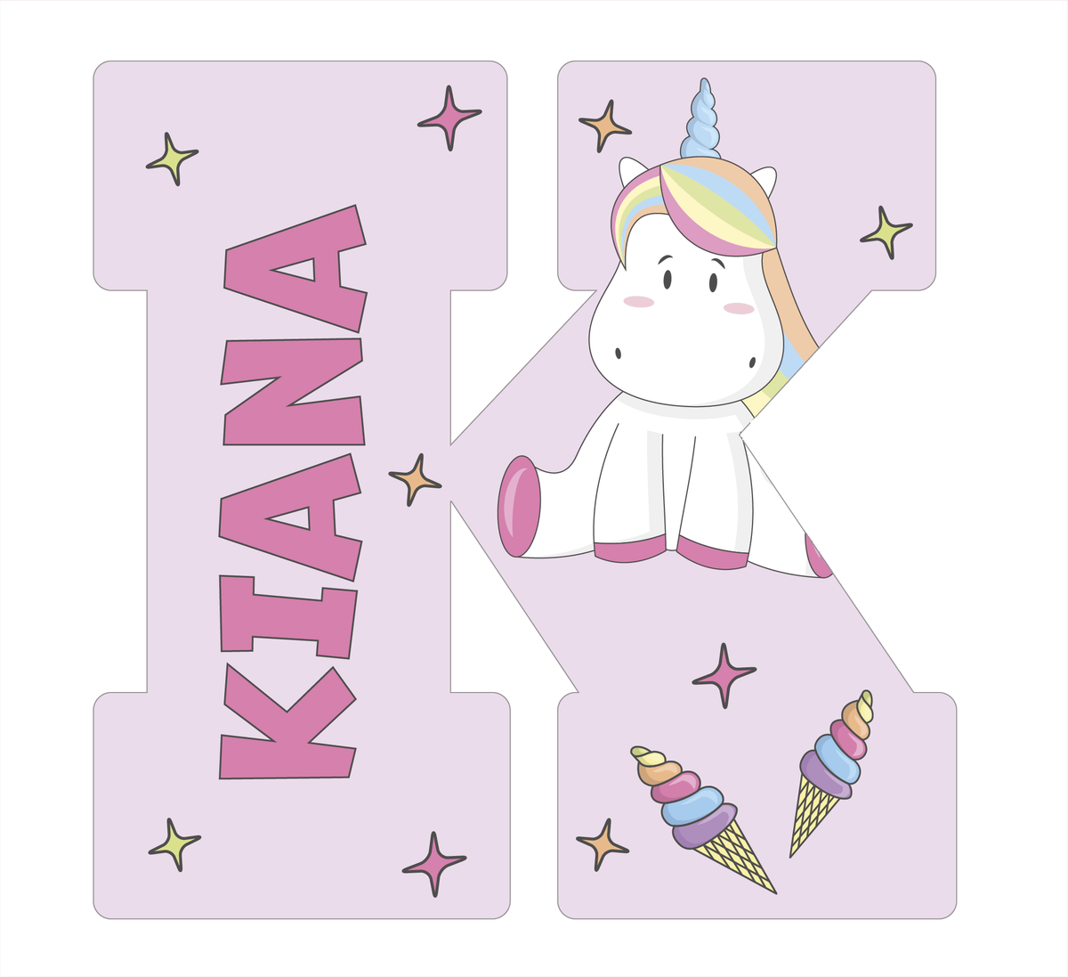 Lettres de licorne rose