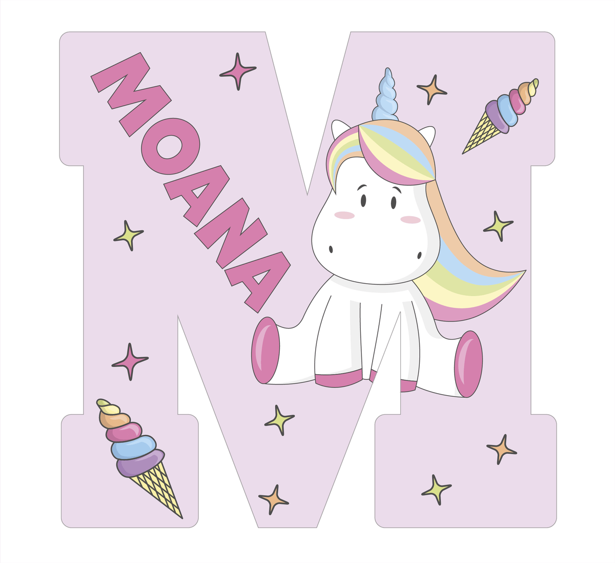 Lettres de licorne rose
