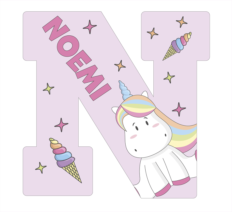 Lettres de licorne rose