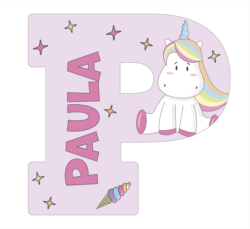 Lettres de licorne rose