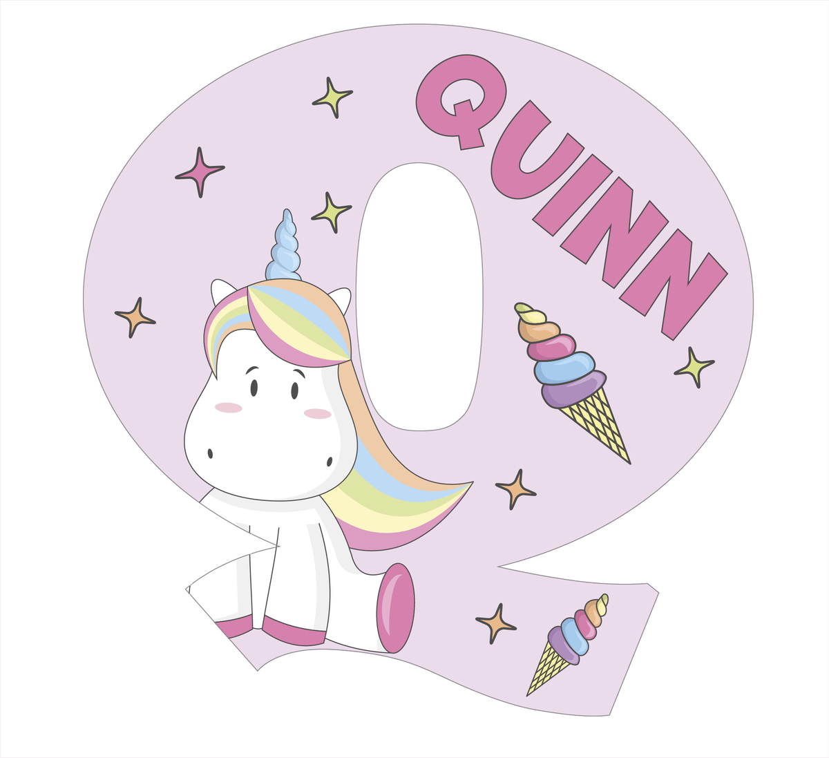 Lettres de licorne rose