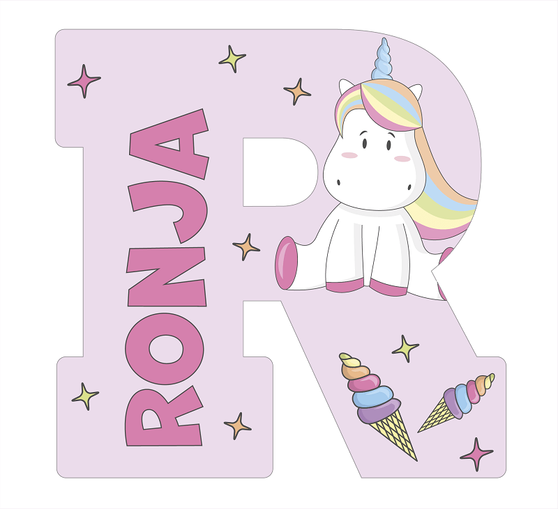 Lettres de licorne rose