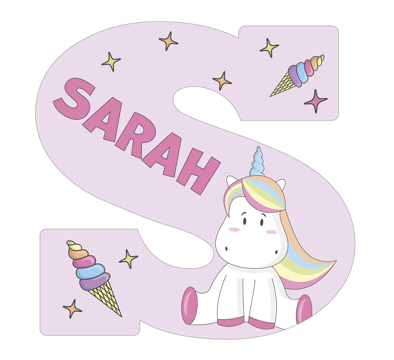 Lettres de licorne rose