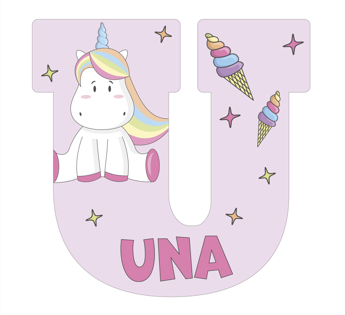 Lettres de licorne rose