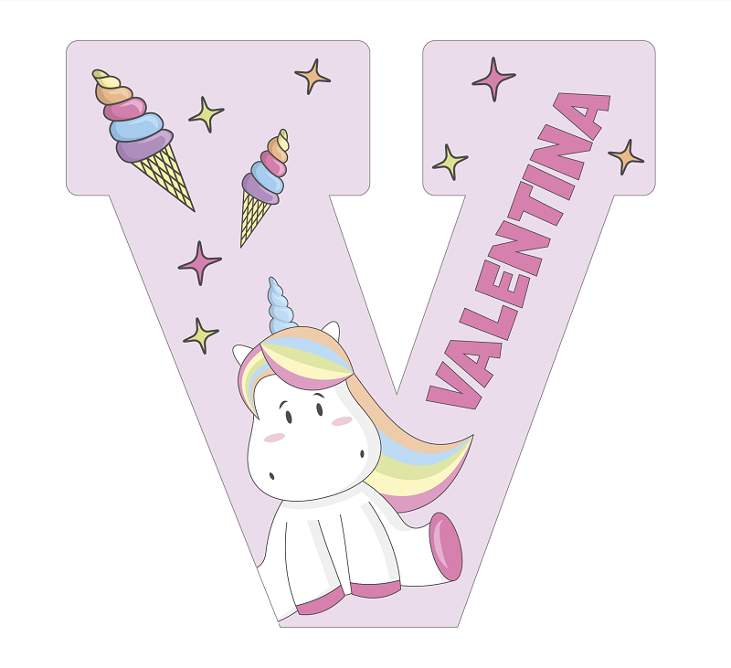 Lettres de licorne rose