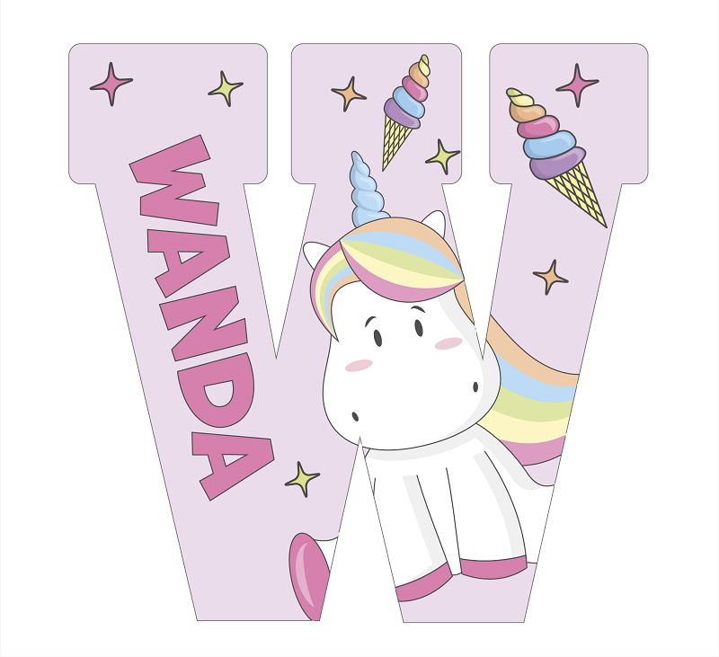 Lettres de licorne rose
