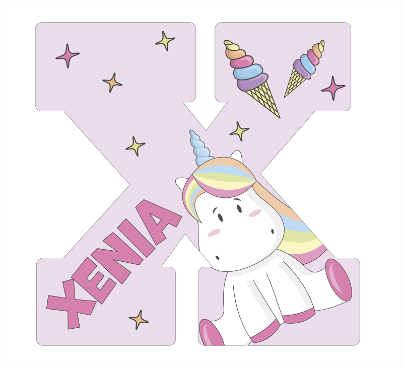 Lettres de licorne rose
