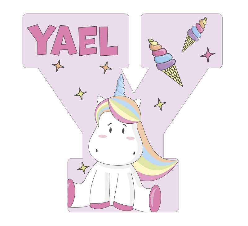 Lettres de licorne rose