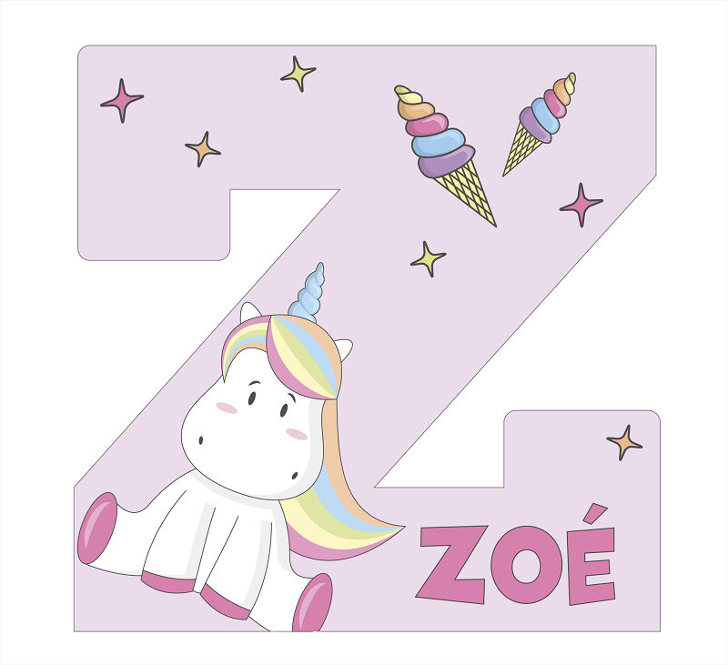 Lettres de licorne rose