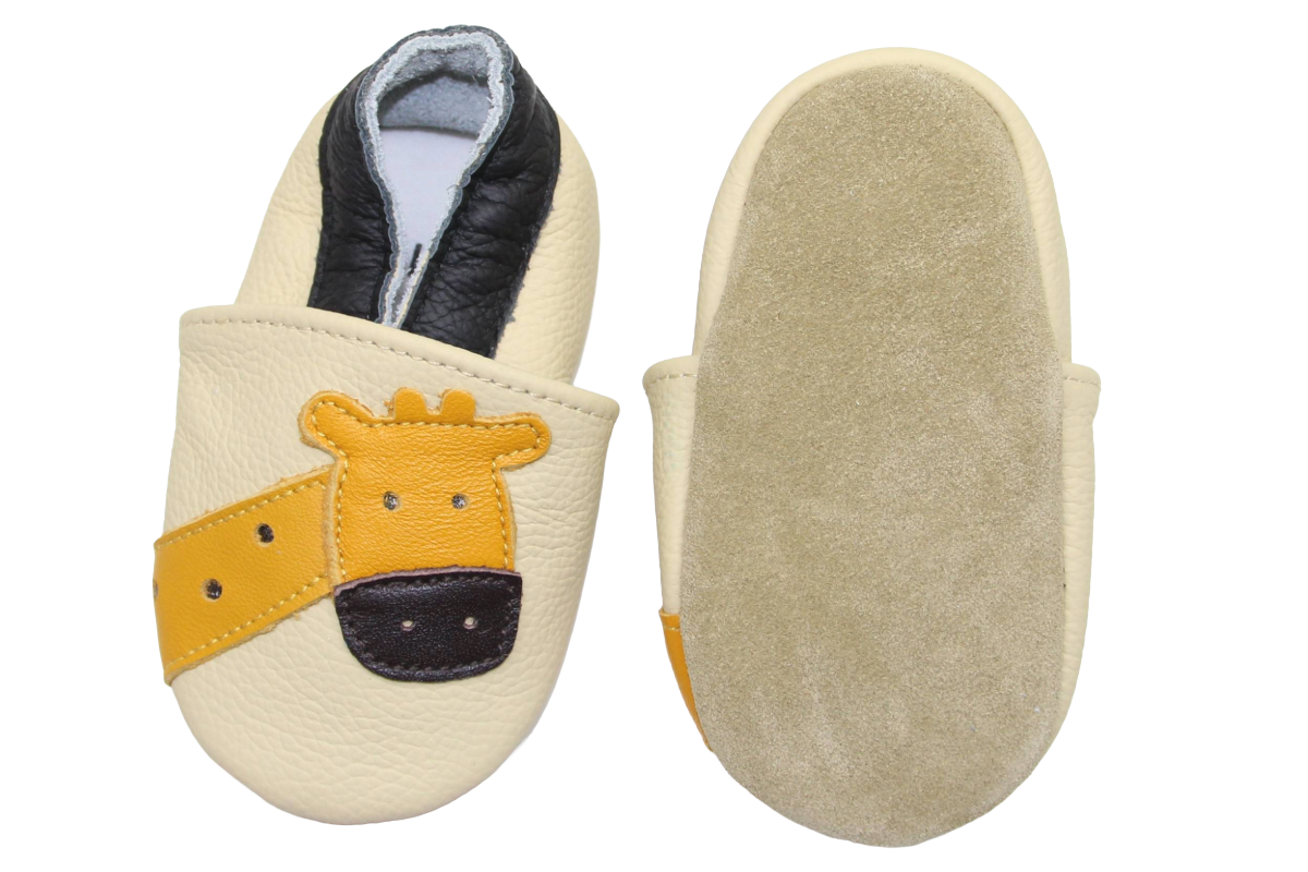 Lederfinkli 0-6 mt. Girafe beige