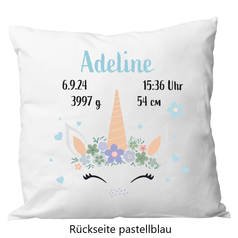 Oreiller de naissance 40x40cm licorne
