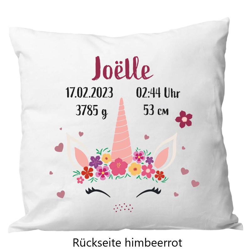 Oreiller de naissance 40x40cm licorne