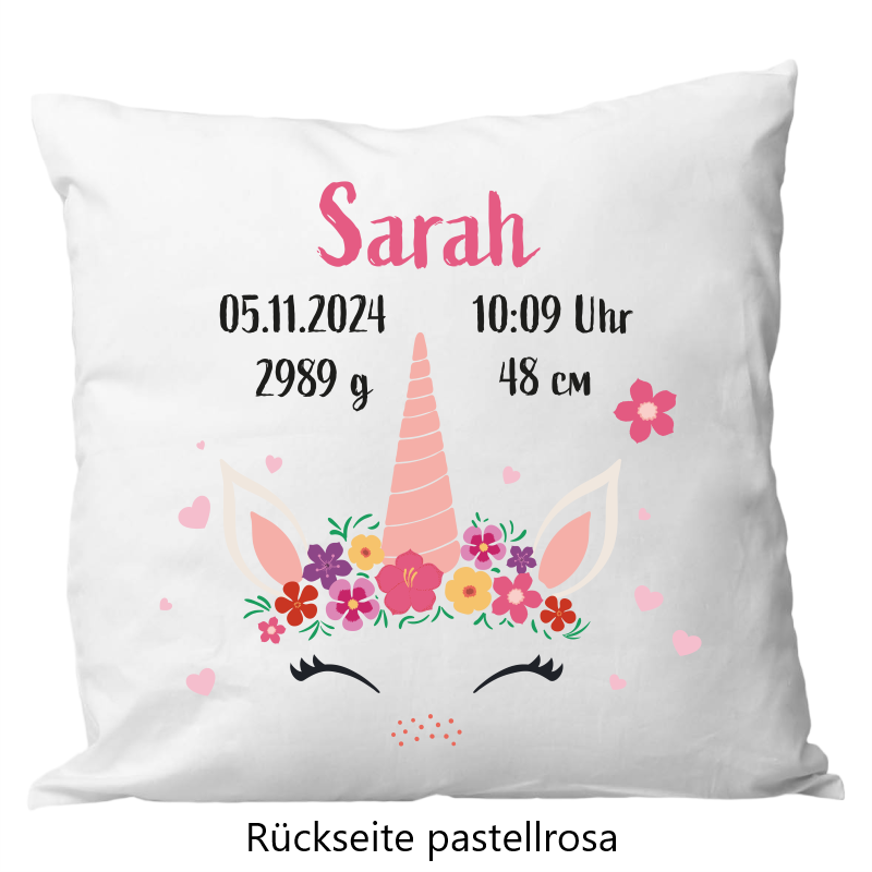 Oreiller de naissance 40x40cm licorne