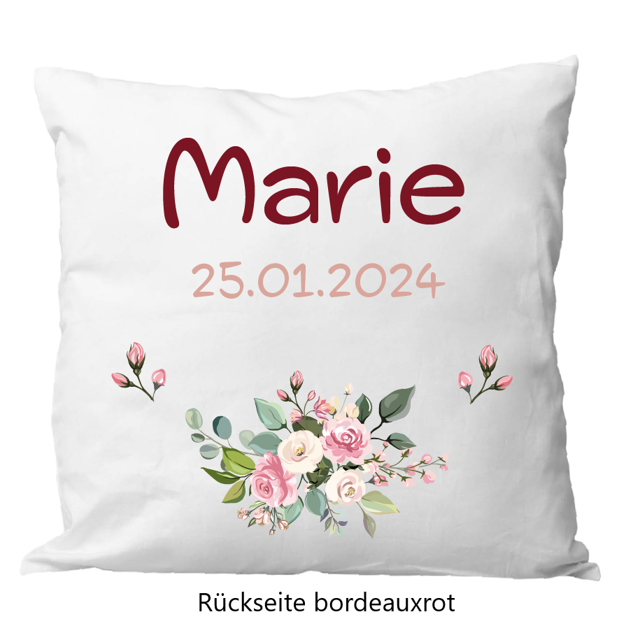Oreiller de naissance 40x40cm floral