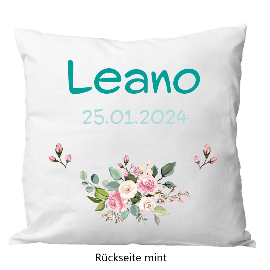 Oreiller de naissance 40x40cm floral