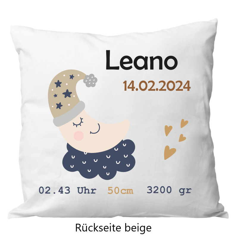 Oreiller de naissance 40x40cm lune