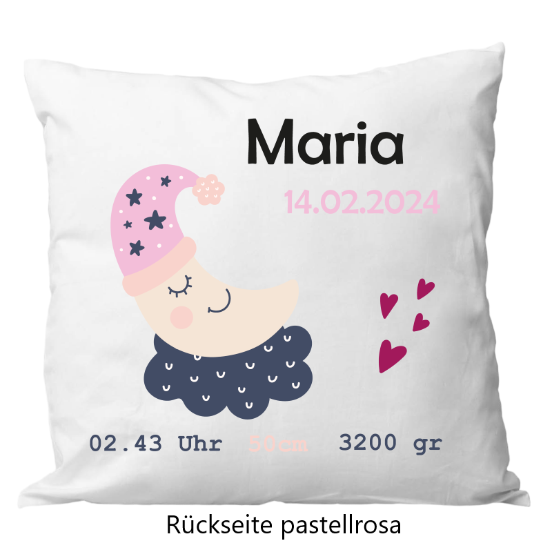 Oreiller de naissance 40x40cm lune