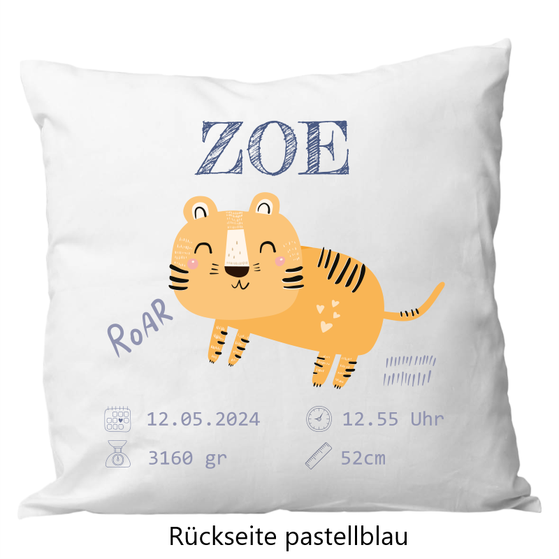 Oreiller de naissance 40x40cm tigre