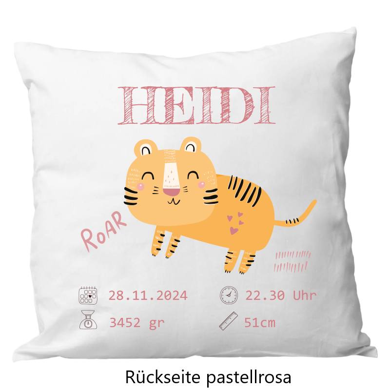 Oreiller de naissance 40x40cm tigre