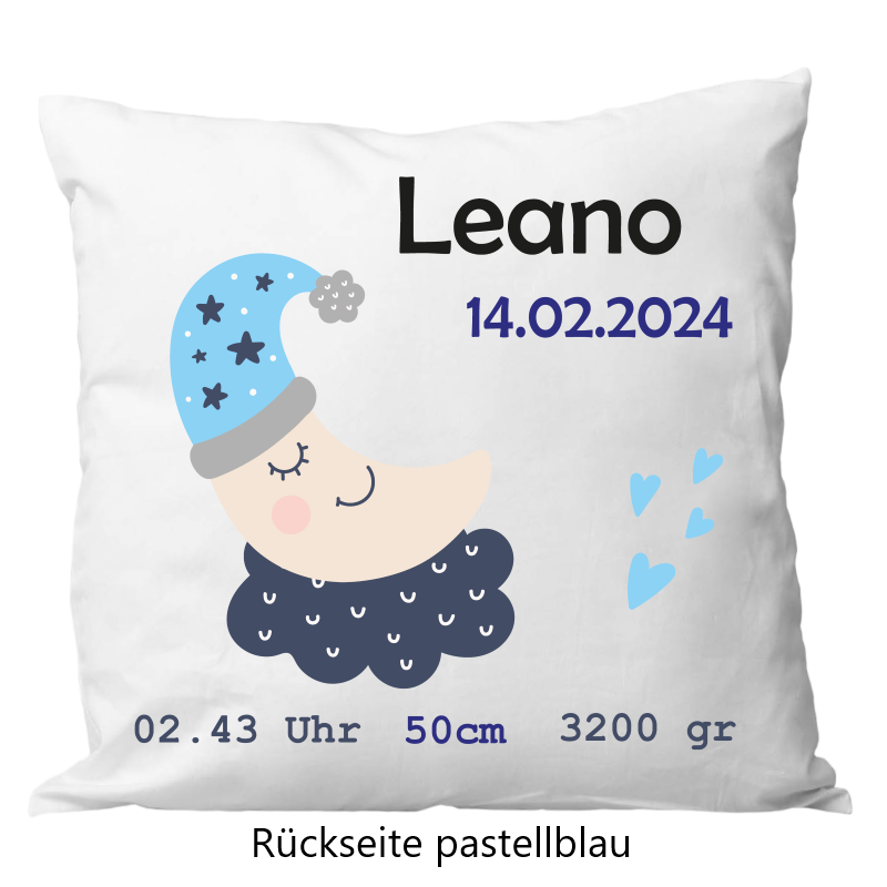 Oreiller de naissance 40x40cm lune