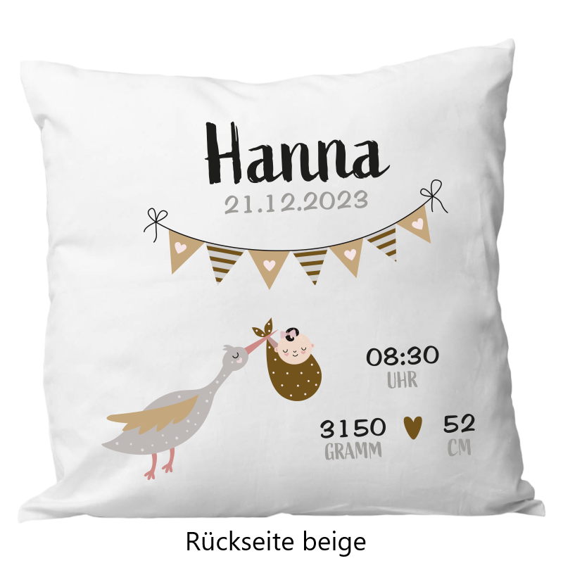 Oreiller de naissance 40x40cm cigogne