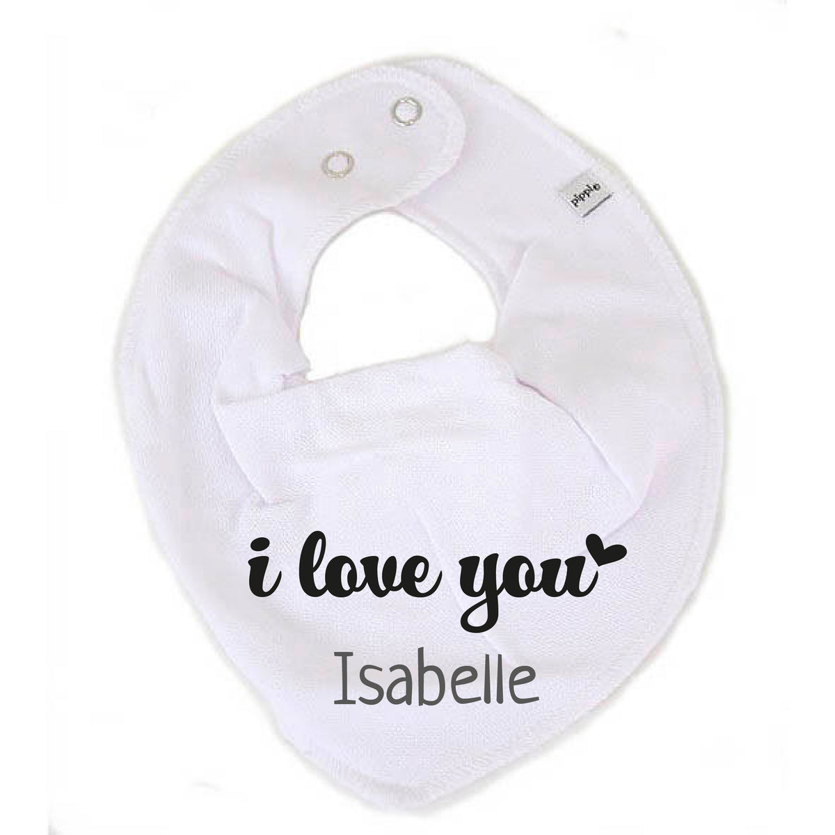 Dreieckstuch bedruckt mit Name und I Love You
