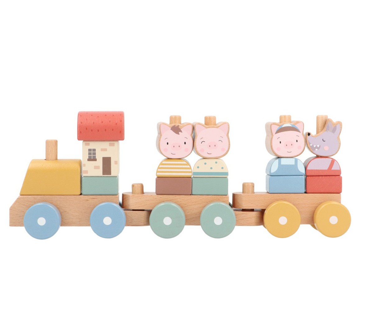 Animaux de la ferme des trains en bois