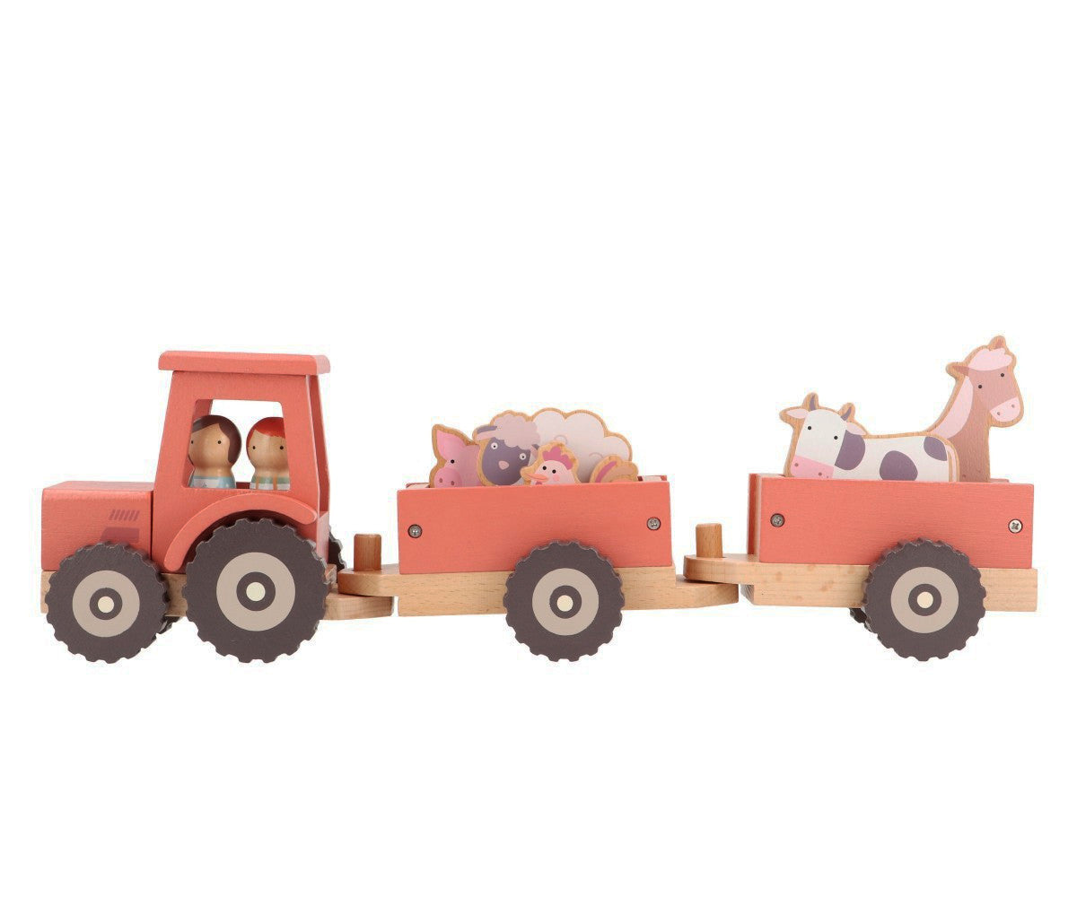 Wooden train farm animals