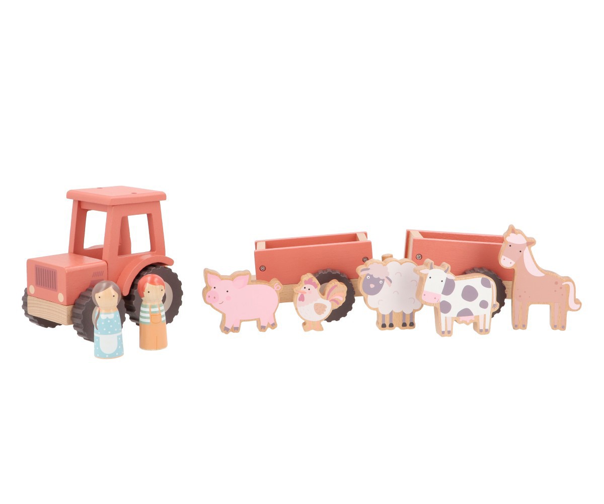 Wooden train farm animals