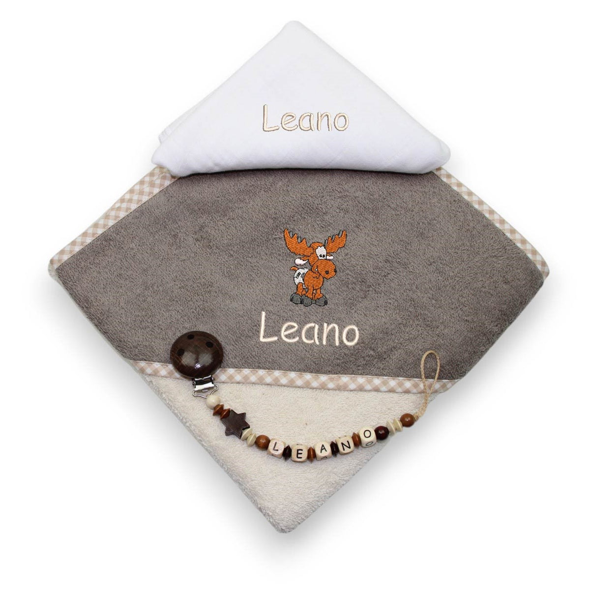 Hooded towel set WOOD moose