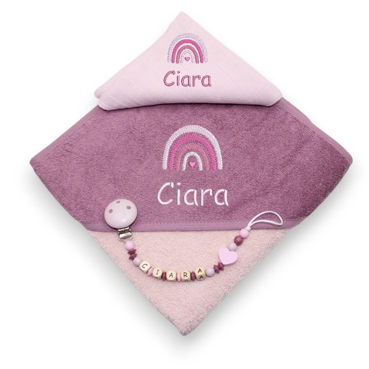 Hooded towel set WOOD rainbow