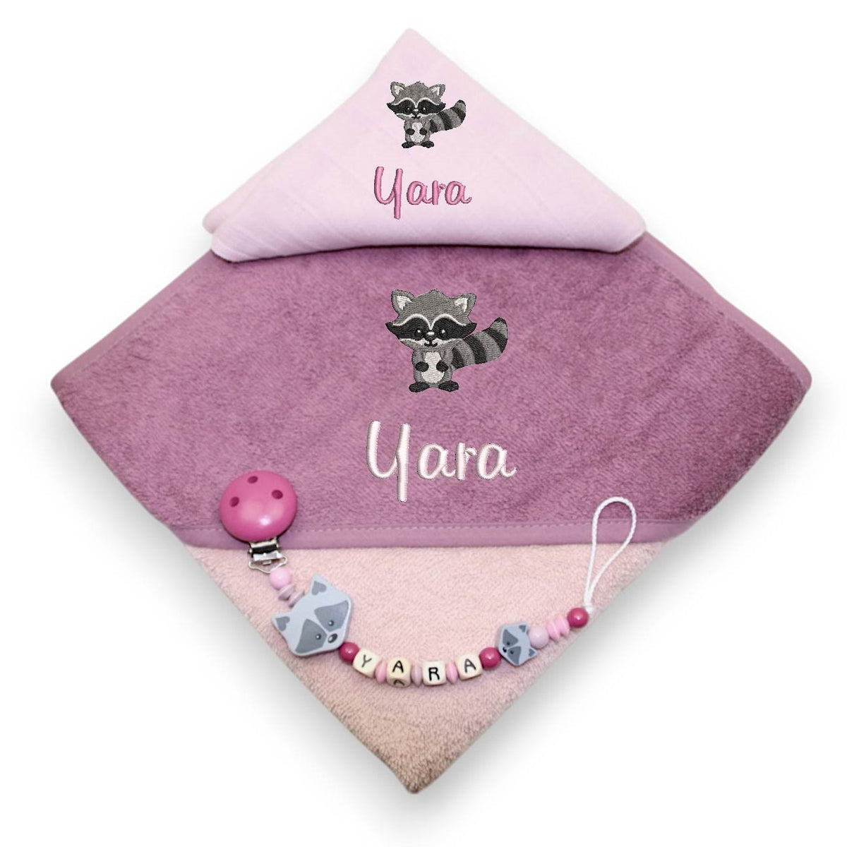 Hooded towel set WOOD raccoon