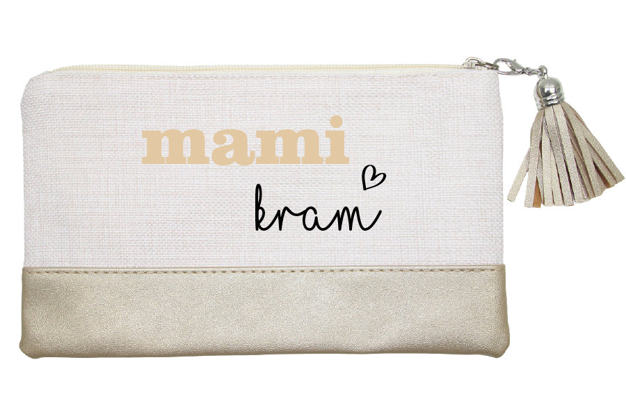 Bedruckte Kosmetiktasche für Frauen mit Mami kram in gold