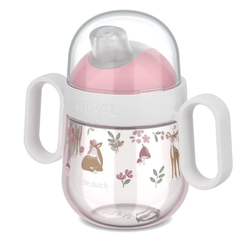 Lernbecher für Kinder mit Waldmotiv in rosa