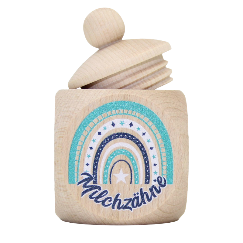 Milchzahndose Regenbogen türkis
