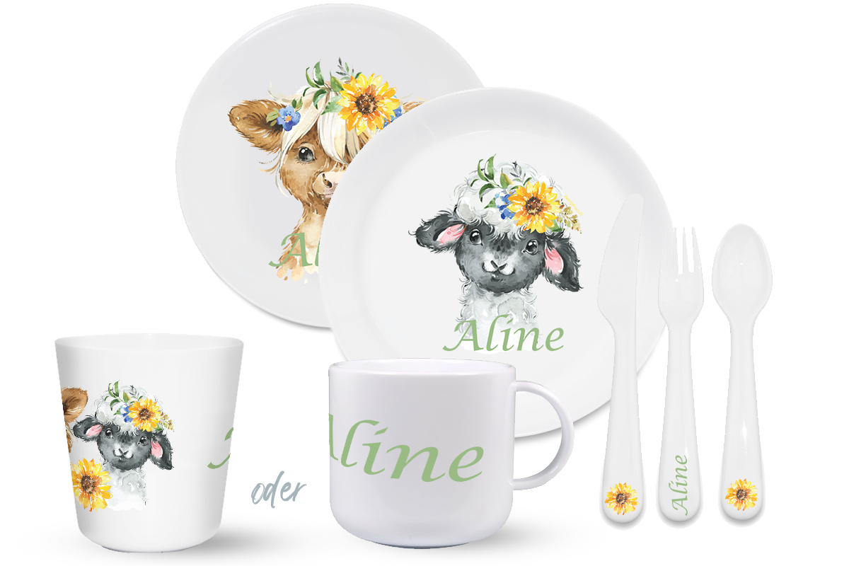 Geschirrset Highlandtiere