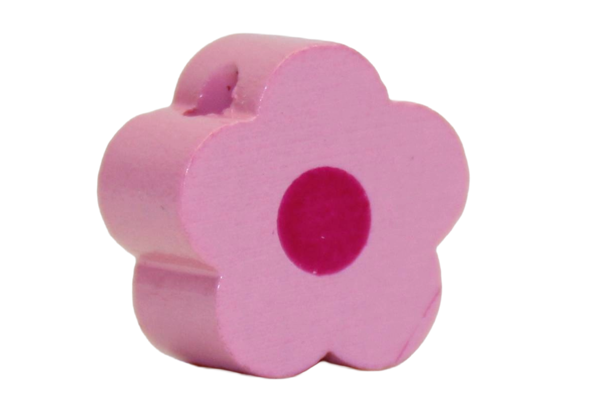 Motivperle Blümchen zum basteln aus Holz in pastellrosa