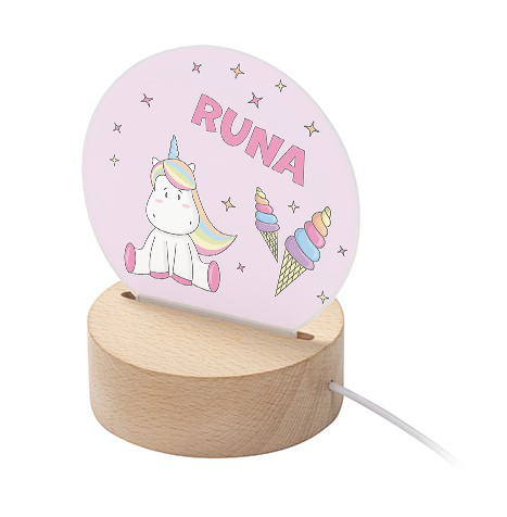 Night light round unicorn pink