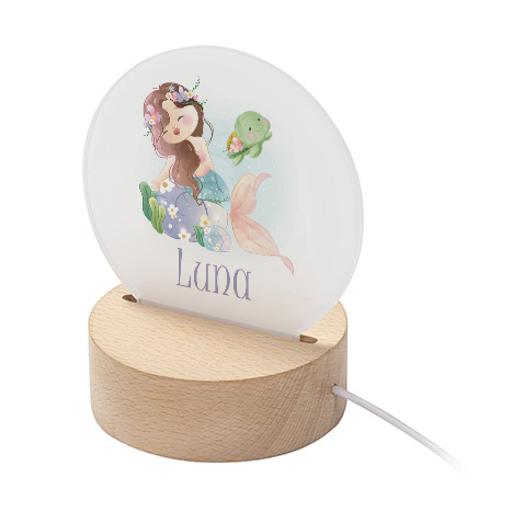 Night light round mermaid