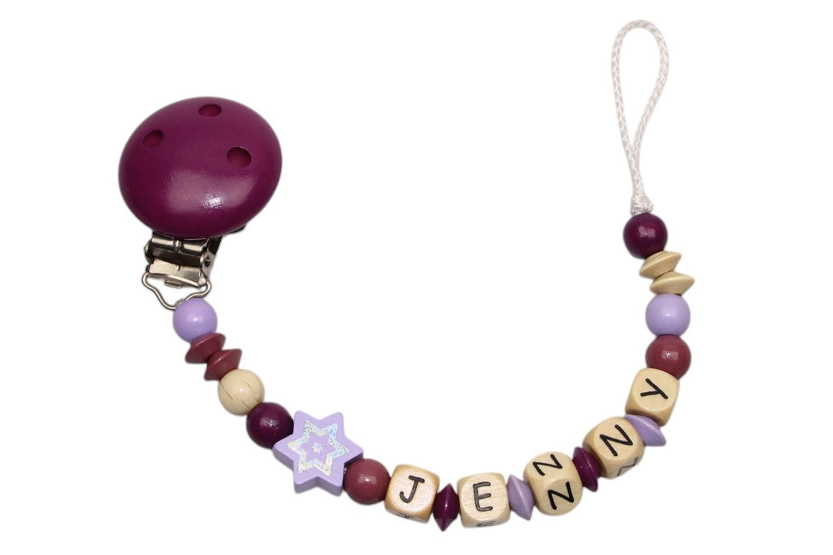 Nuggikette mit Name Glitzerstern dunkelviolette:flieder