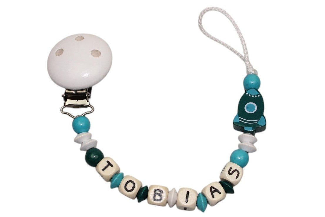 Nuggikette with name rocket turquoise:petrol
